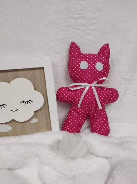 Doudou rose brodé Chat - Le Savoir Fer, Atelier de couture & Chantier d'insertion