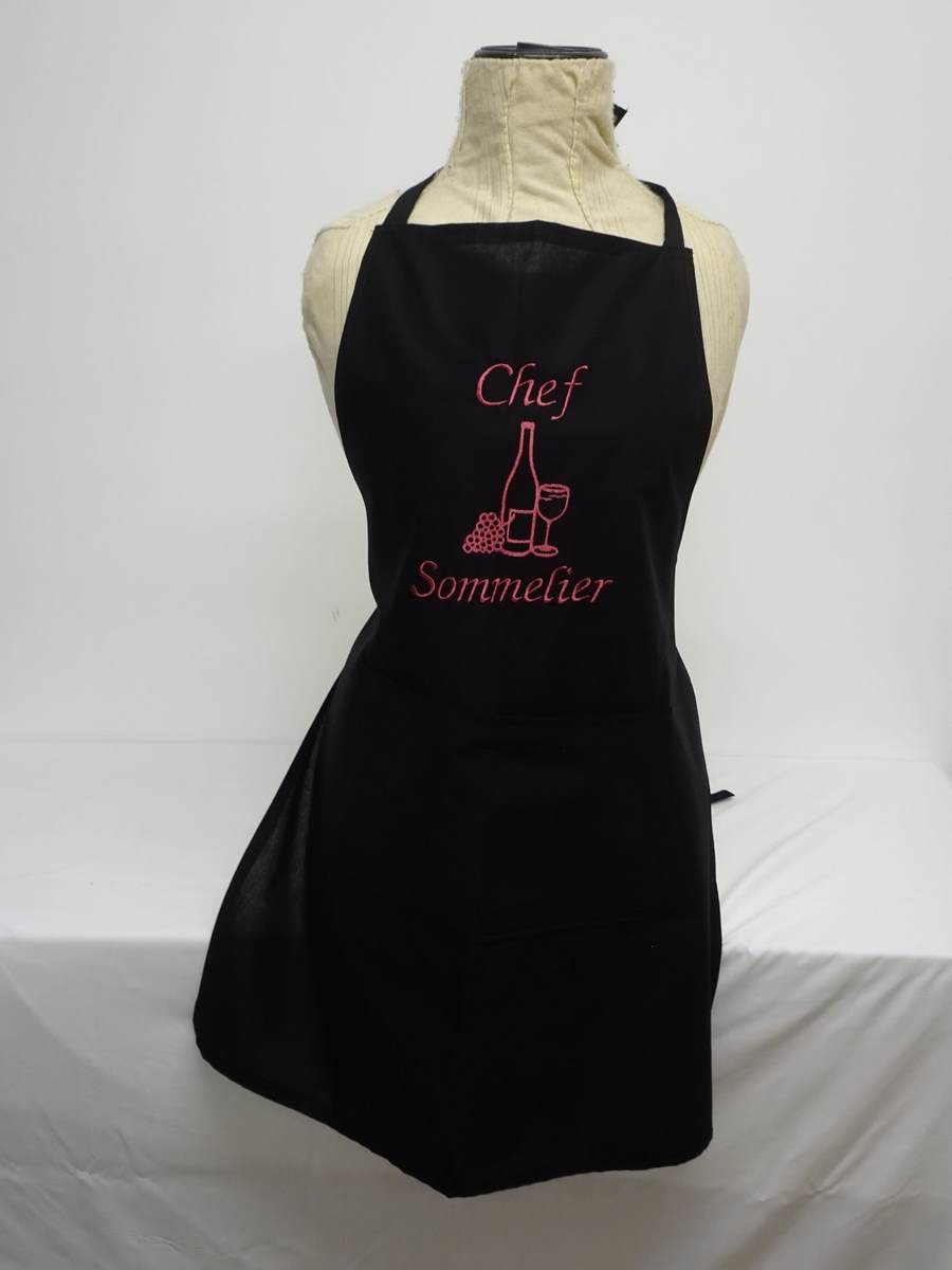 Tablier noir pour adulte brodé Chef sommelier - Le Savoir Fer, Atelier de couture & Chantier d'insertion